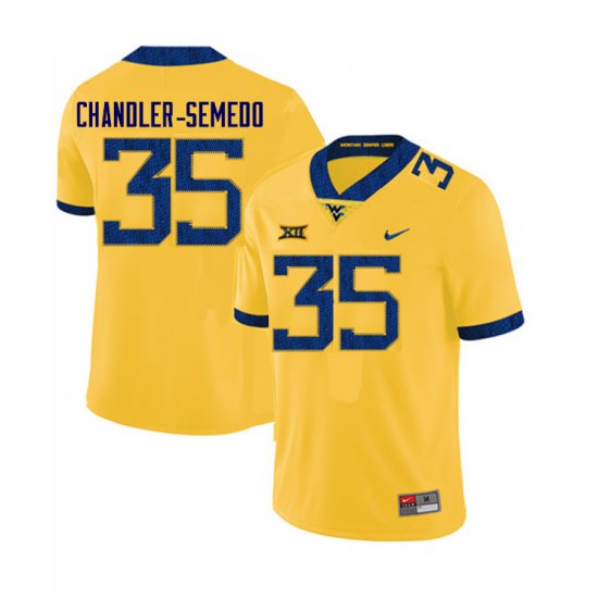 Men's West Virginia Mountaineers NCAA #35 Josh Chandler-Semedo Yellow Authentic Nike Stitched College Football Jersey SB15O21QV